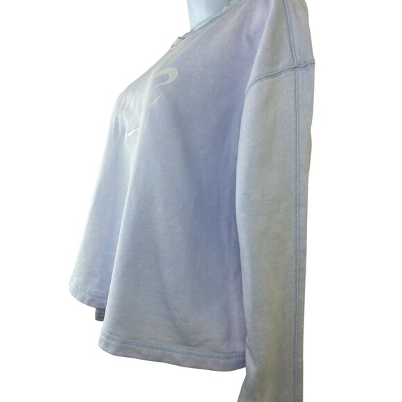 Women's Nike Big Logo Swoosh Check Cropped Sweatshirt Workout Sz 1X Cotton - Picture 10 of 10